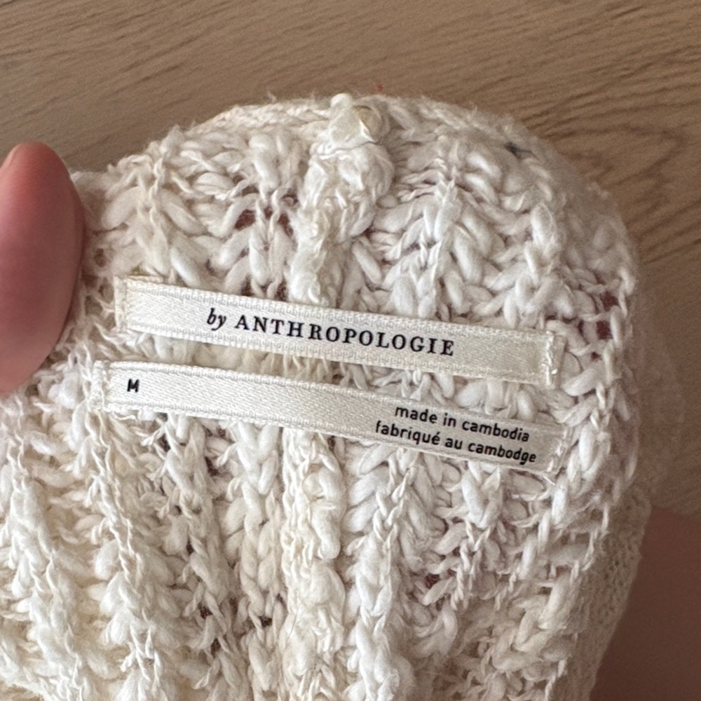 Anthropologie crewneck batwing sweater- Cozy Cream Knit- 98% cotton - Picture 2 of 6